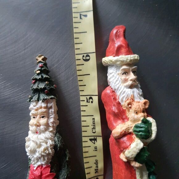 Vintage Lot Of 2 Slim Skinny Santas 6" Figurines Christmas Tree Holiday Decor - Picture 5 of 8